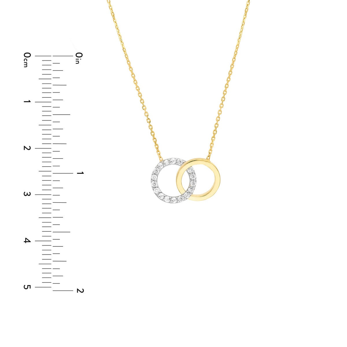 Intertwined Two-Toned Diamond Circles Necklace 14K Two-Tone Gold
