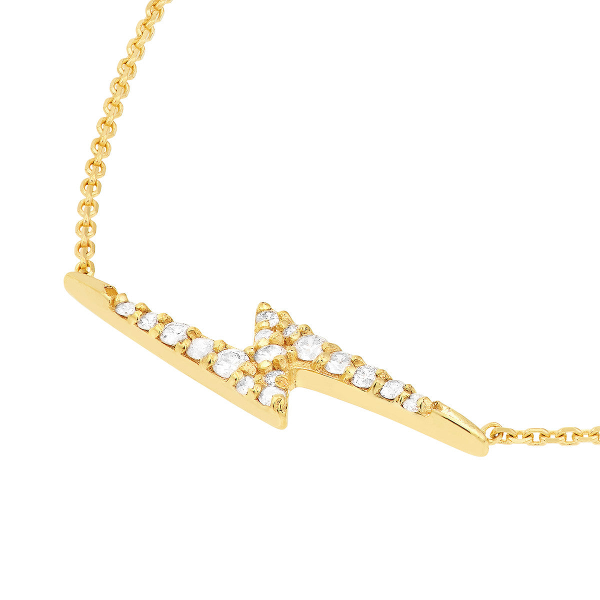 Diamond Thunderbolt Necklace 14K Yellow Gold