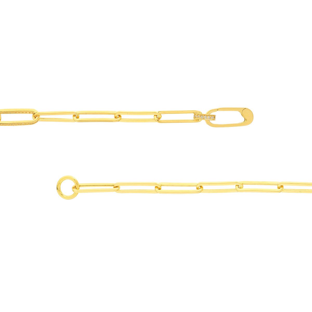 Multi-Clasp Paper Clip Link Bracelet 14K Yellow Gold