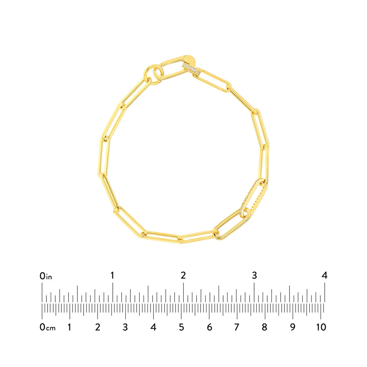 Multi-Clasp Paper Clip Link Bracelet 14K Yellow Gold
