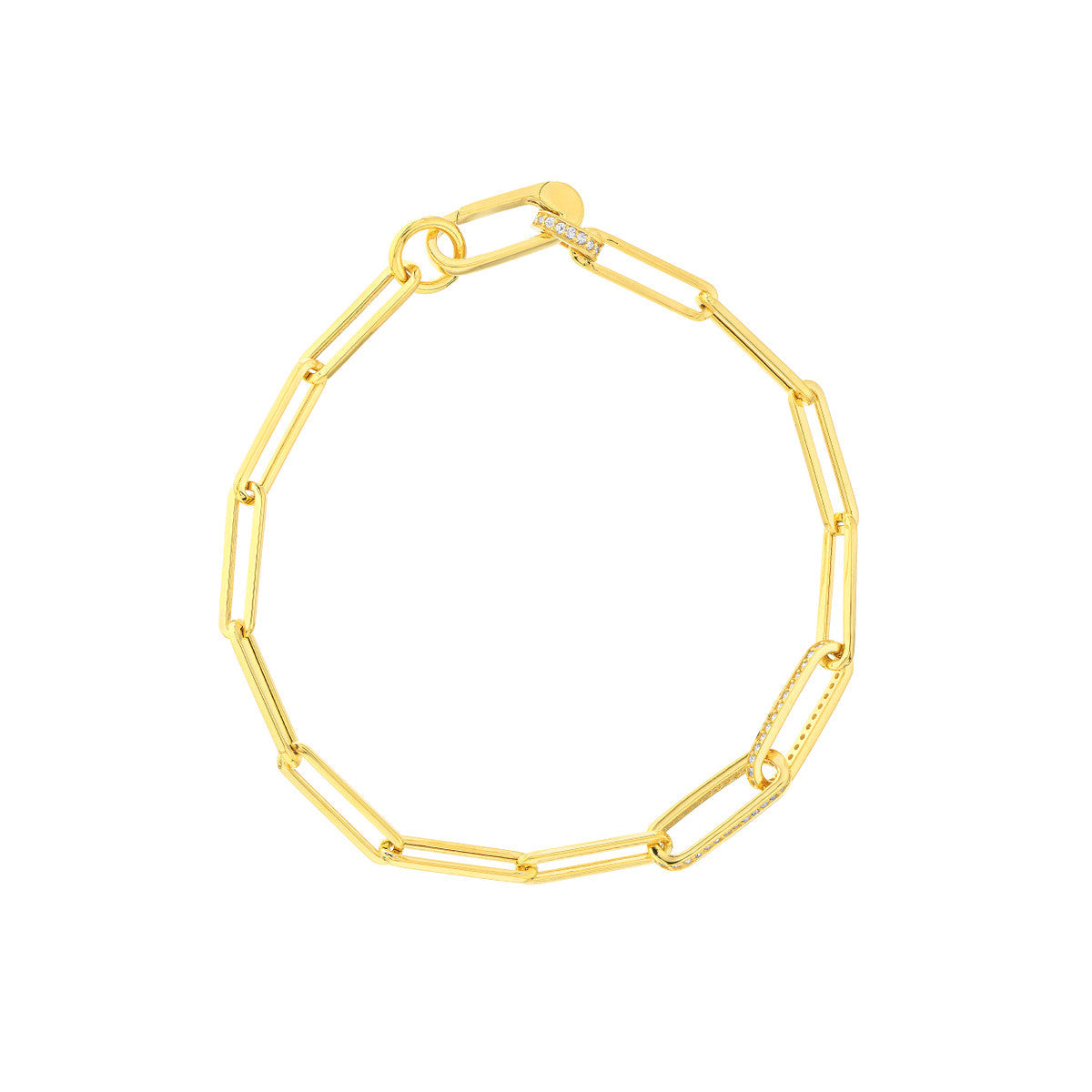 Multi-Clasp Paper Clip Link Bracelet 14K Yellow Gold