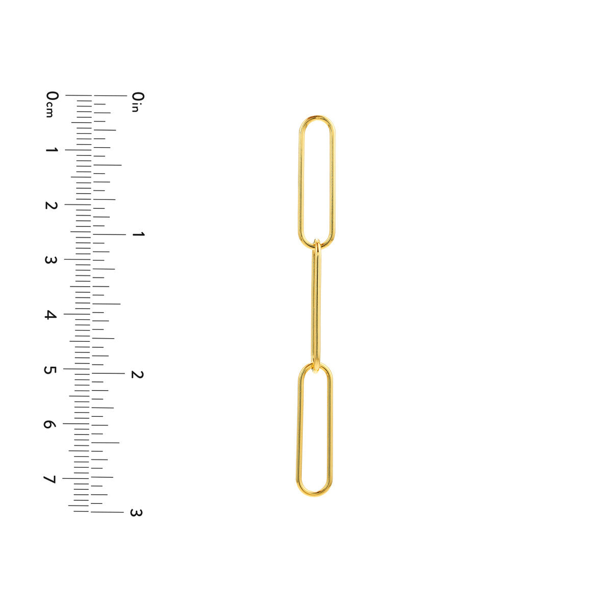 Three Link Paper Clip Dangle Earrings 14K Yellow Gold