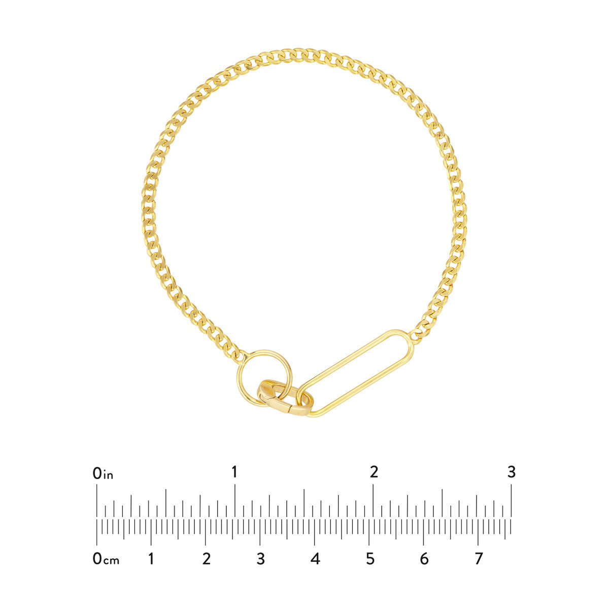 Mini Push lock Curb Chain Bracelet 14k Yellow Gold