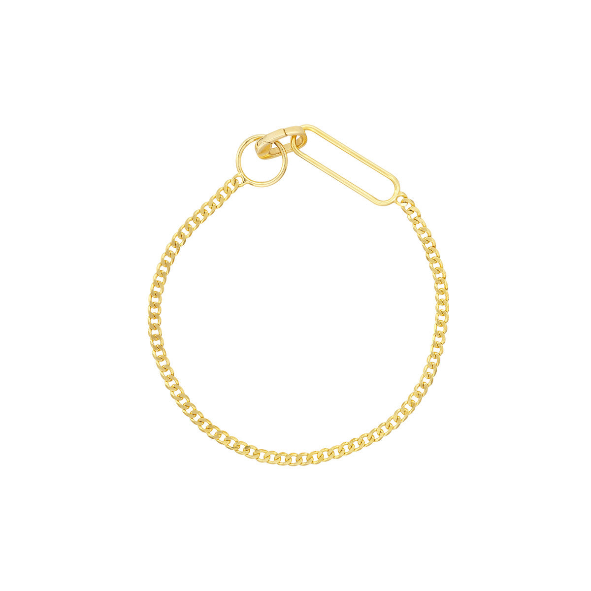 Mini Push lock Curb Chain Bracelet 14k Yellow Gold