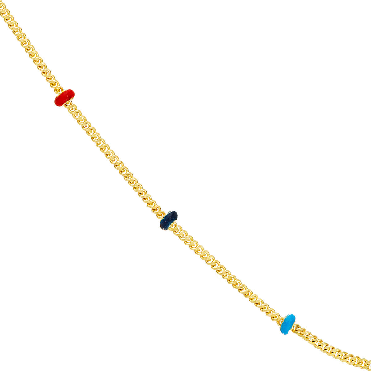 Enamel Bead Saturn Chain Necklace 14K Yellow Gold