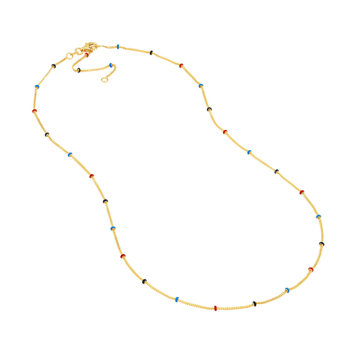 Enamel Bead Saturn Chain Necklace 14K Yellow Gold