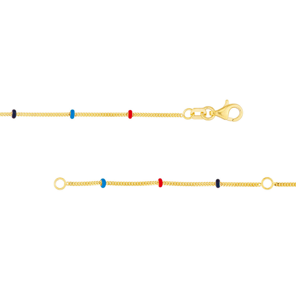 Enamel Bead Saturn Chain Necklace 14K Yellow Gold