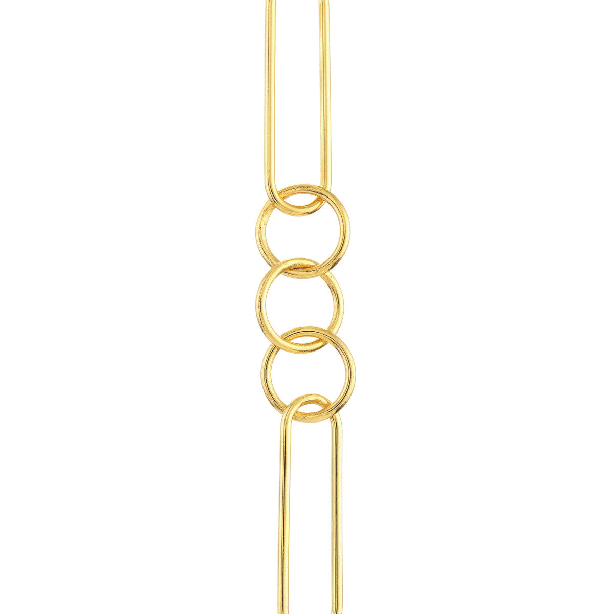 Paper Clip & Circle Link Dangle Earrings 14K Yellow Gold