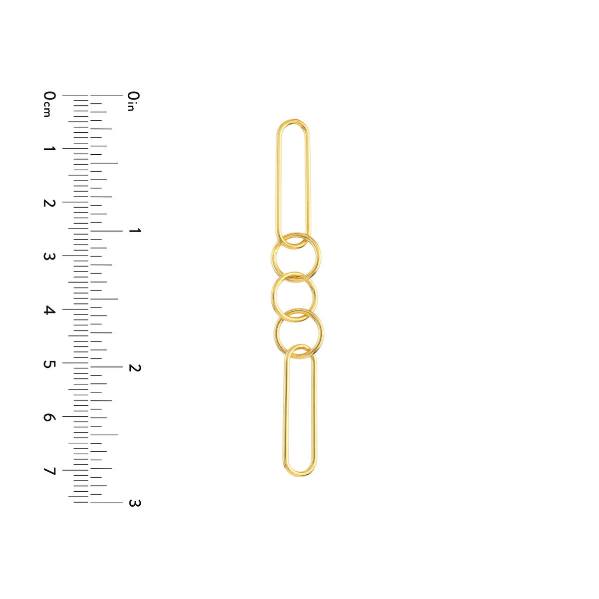 Paper Clip & Circle Link Dangle Earrings 14K Yellow Gold