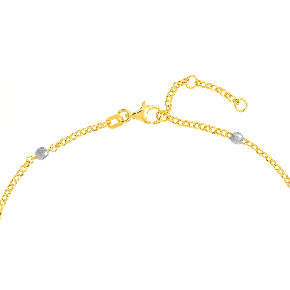 Two-Tone Disco Bead Rolo Chain Bracelet 14K Yellow Gold