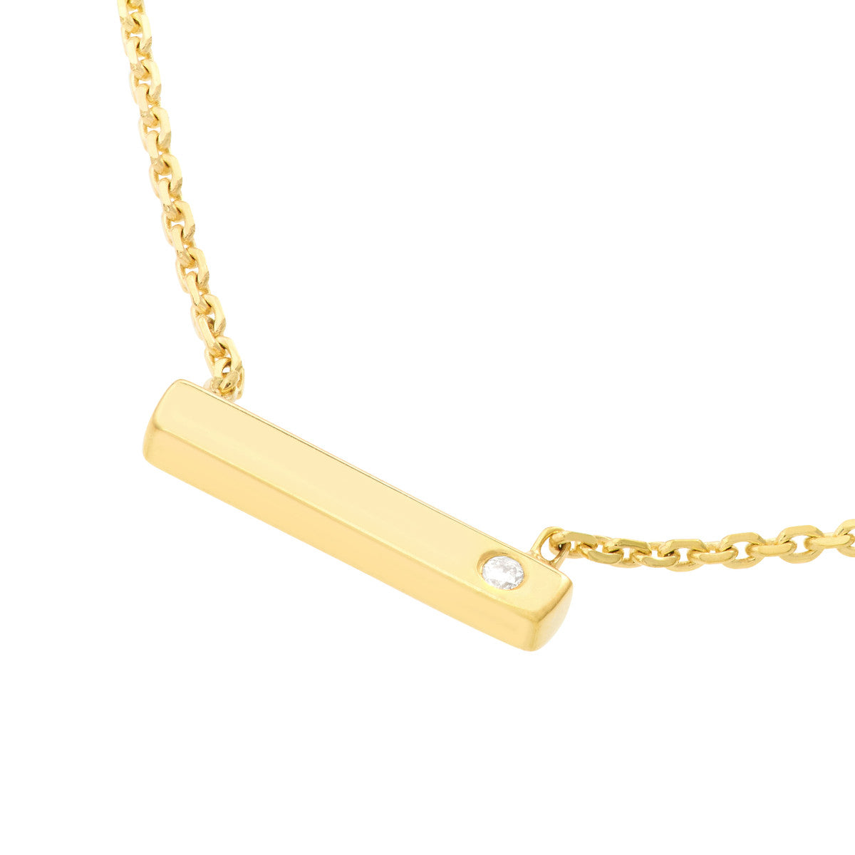 Horizontal Staple Diamond Necklace 14K Yellow Gold
