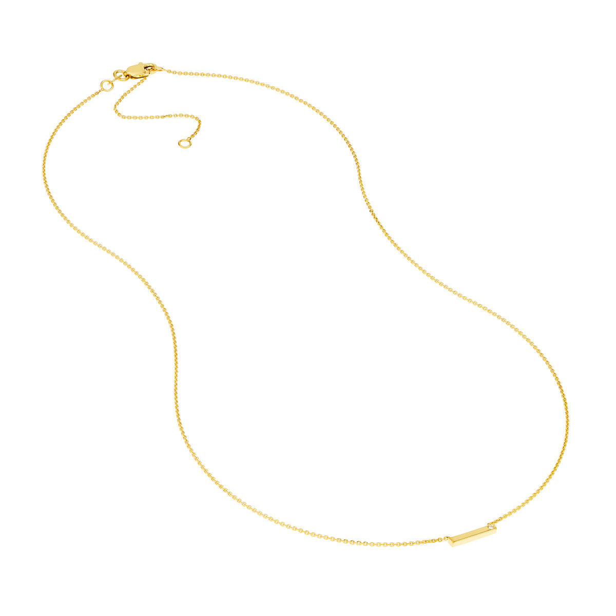 Horizontal Staple Diamond Necklace 14K Yellow Gold
