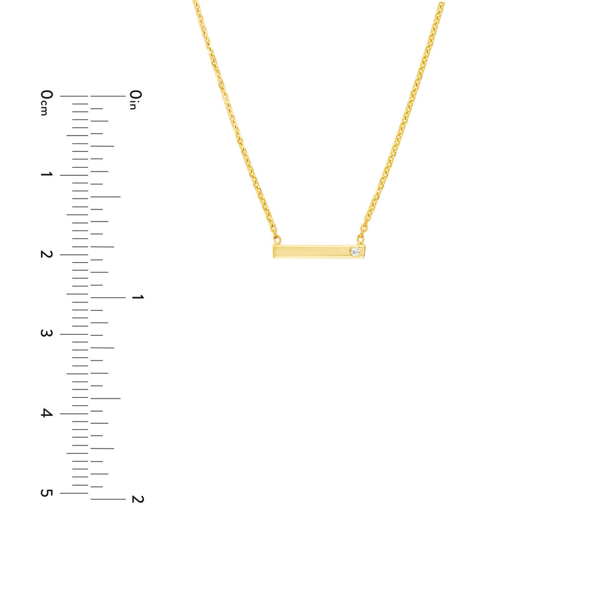 Horizontal Staple Diamond Necklace 14K Yellow Gold
