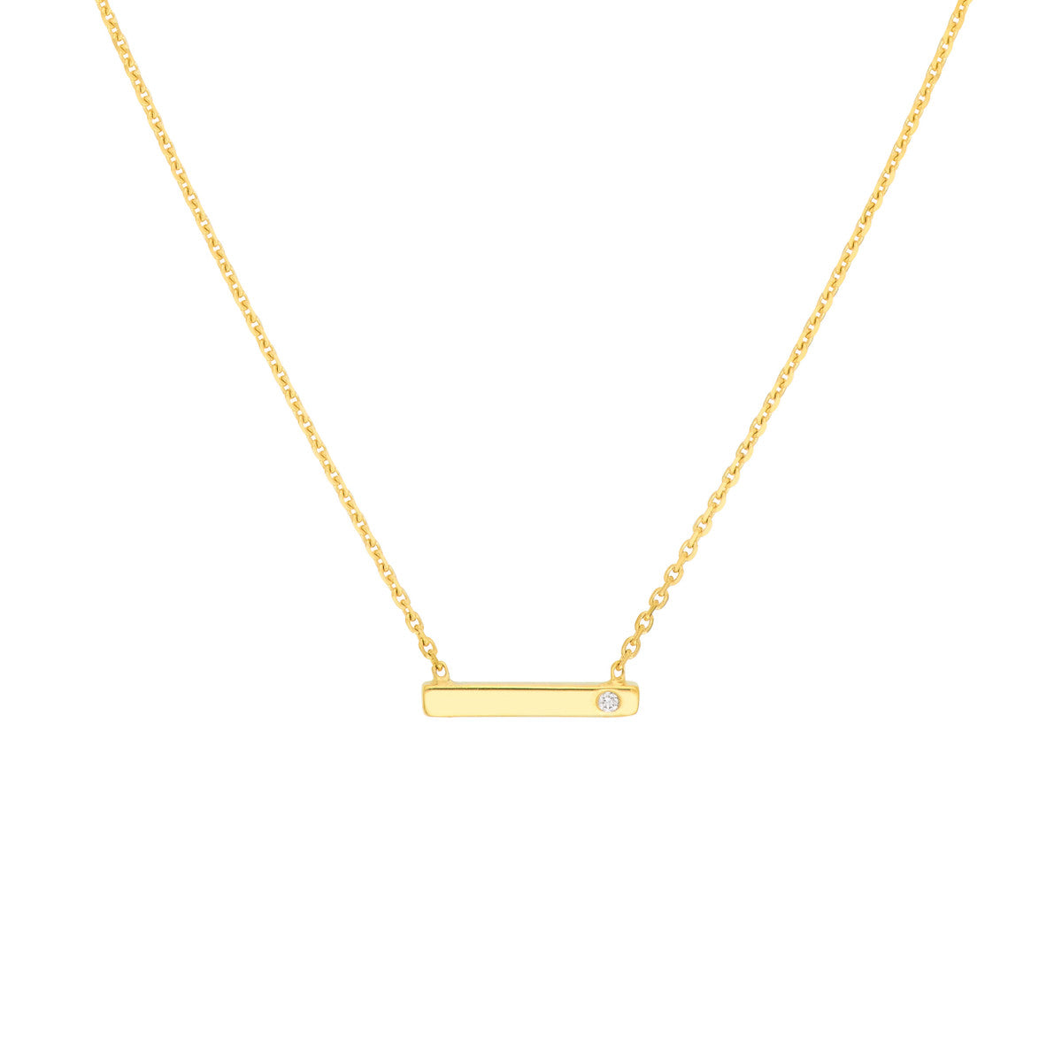 Horizontal Staple Diamond Necklace 14K Yellow Gold
