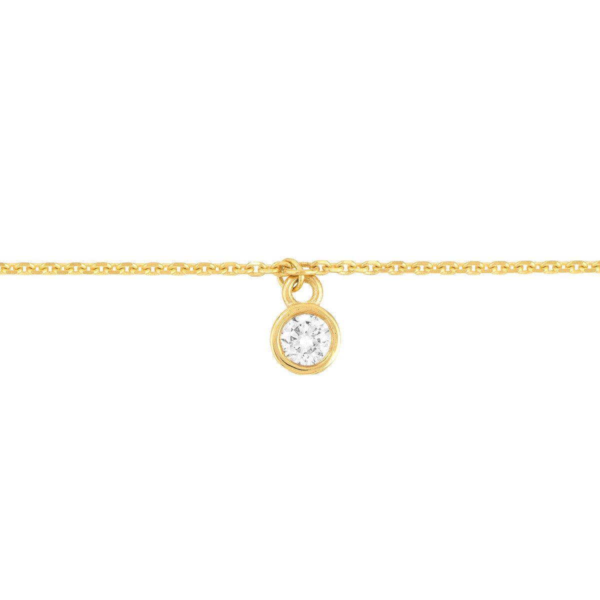 Bezel Set Diamond Charm Bracelet 14K Yellow Gold