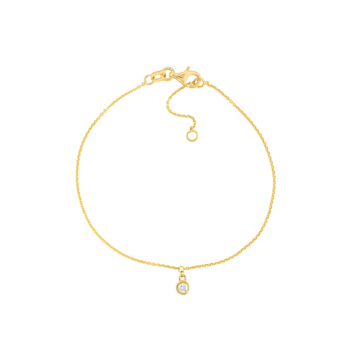 Bezel Set Diamond Charm Bracelet 14K Yellow Gold