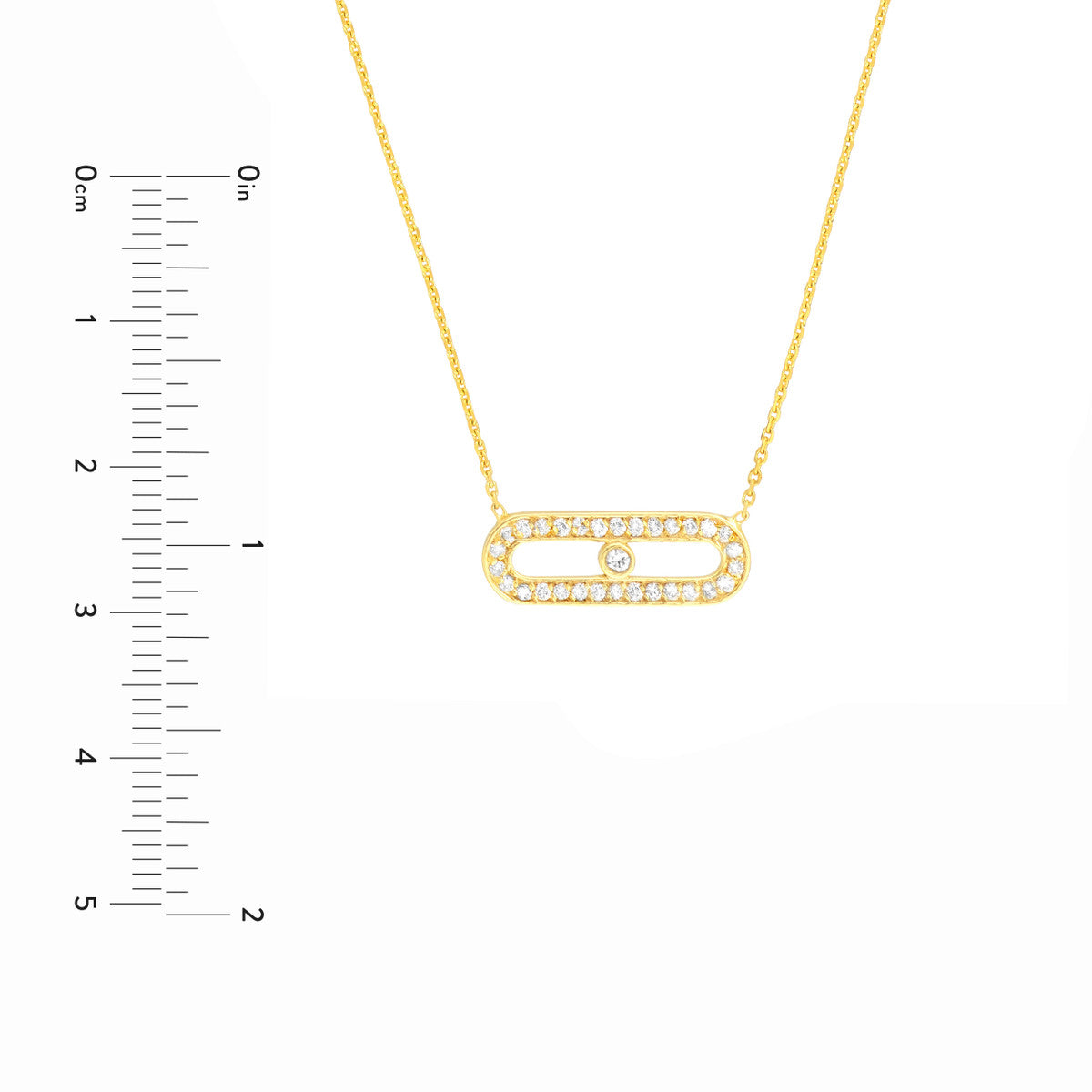 Diamond Paper Clip Element Necklace 14K Yellow Gold