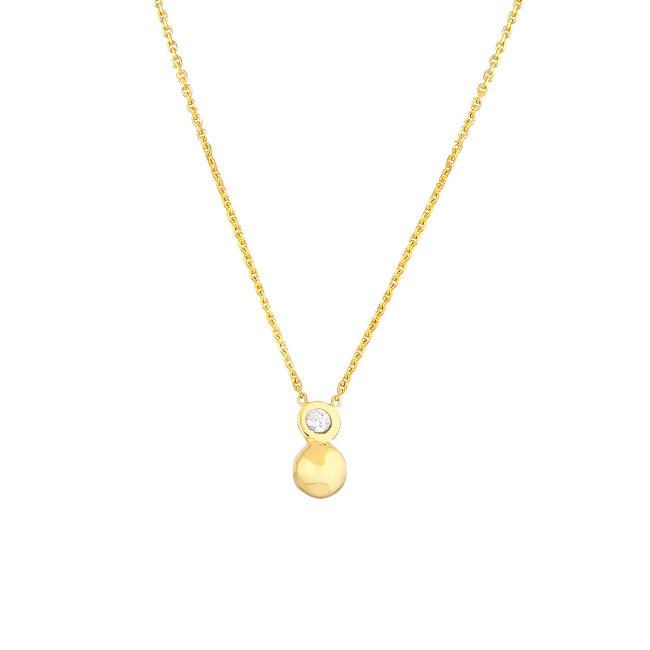 Diamond Bezel Bead Necklace in 14K Yellow Gold