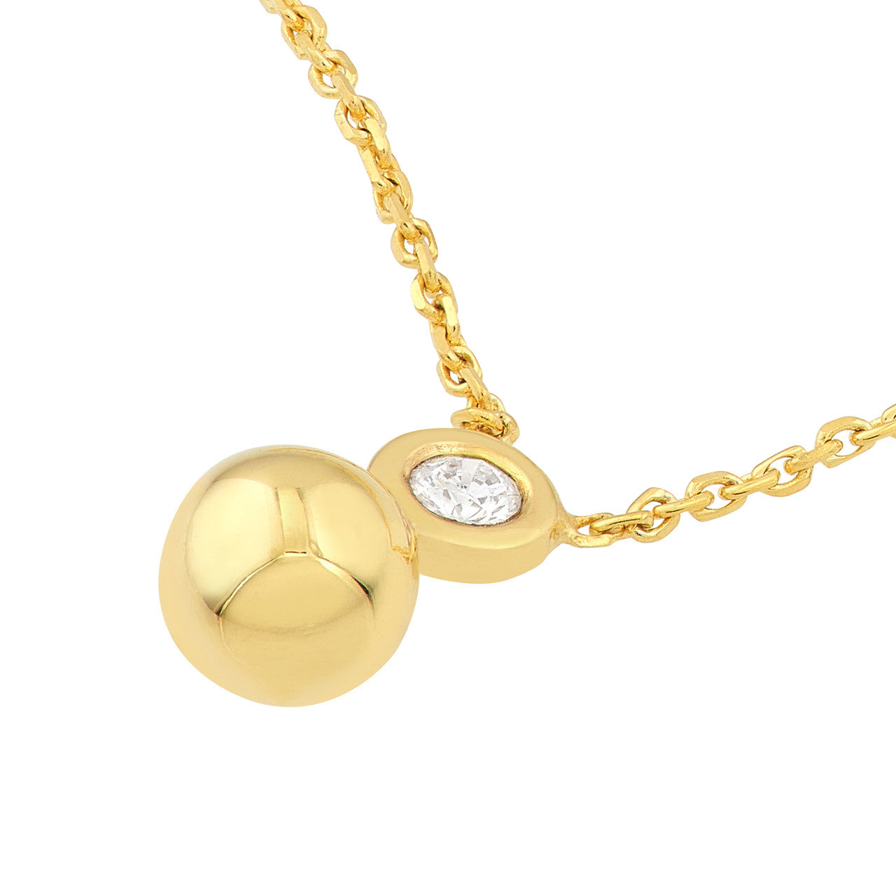 Diamond Bezel Bead Necklace in 14K Yellow Gold
