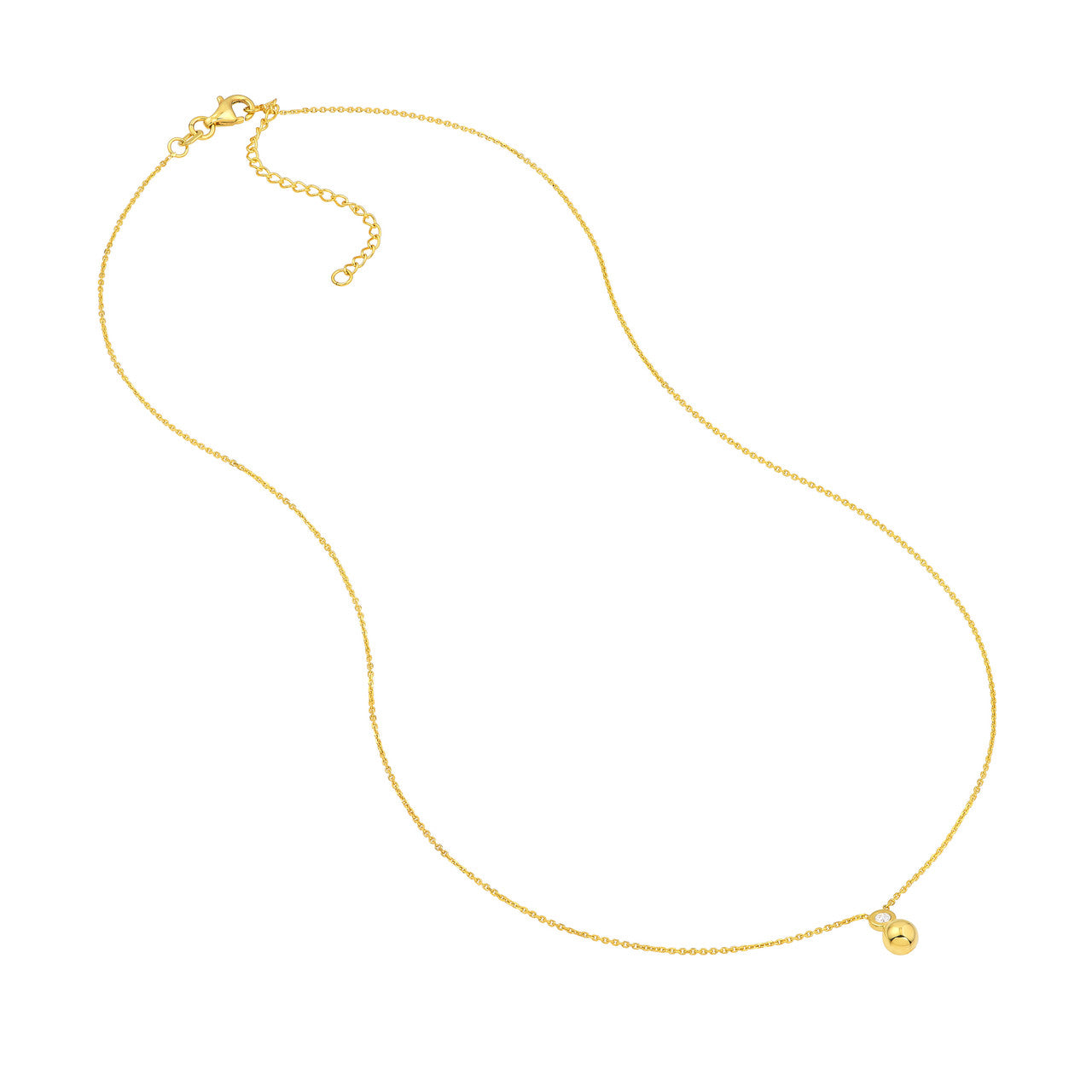 Diamond Bezel Bead Necklace in 14K Yellow Gold