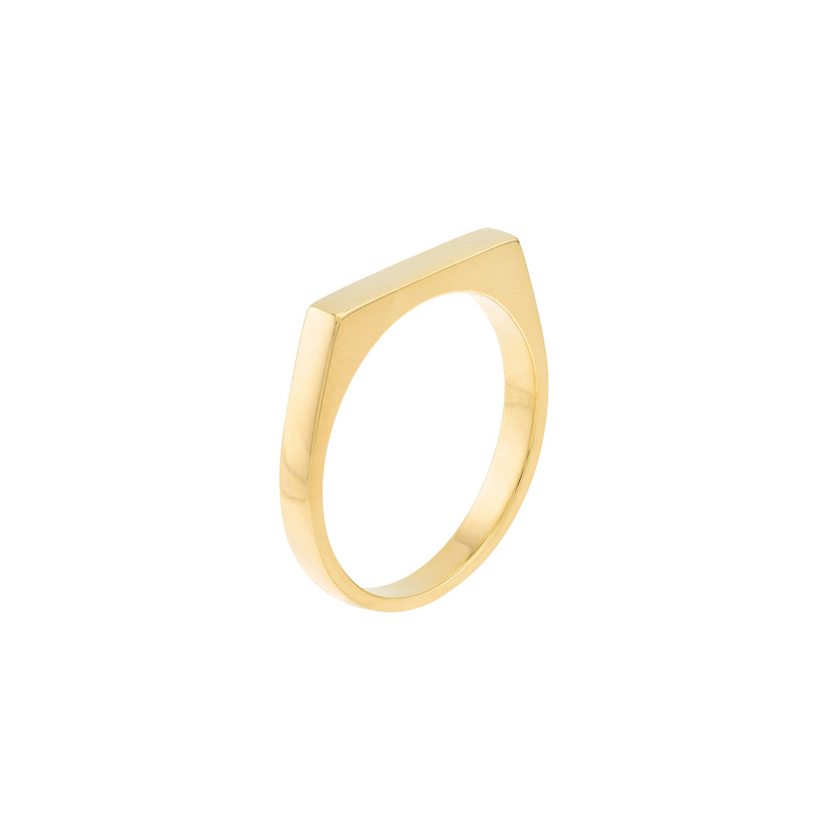 Slim Engravable Signet Ring 14K Yellow Gold