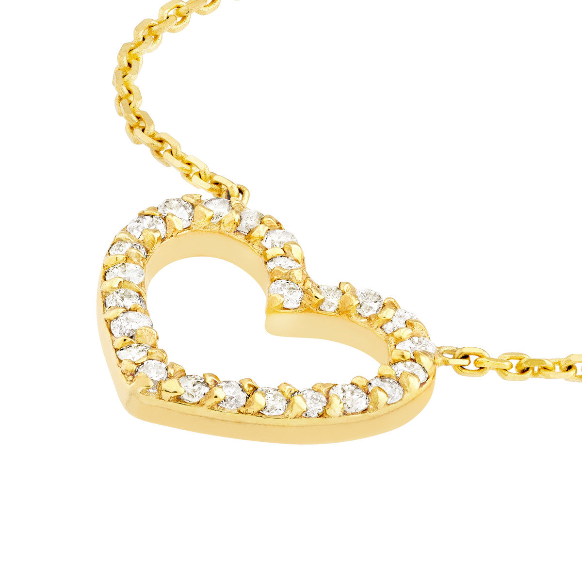 Diamond Frame Heart Necklace 14K Yellow Gold