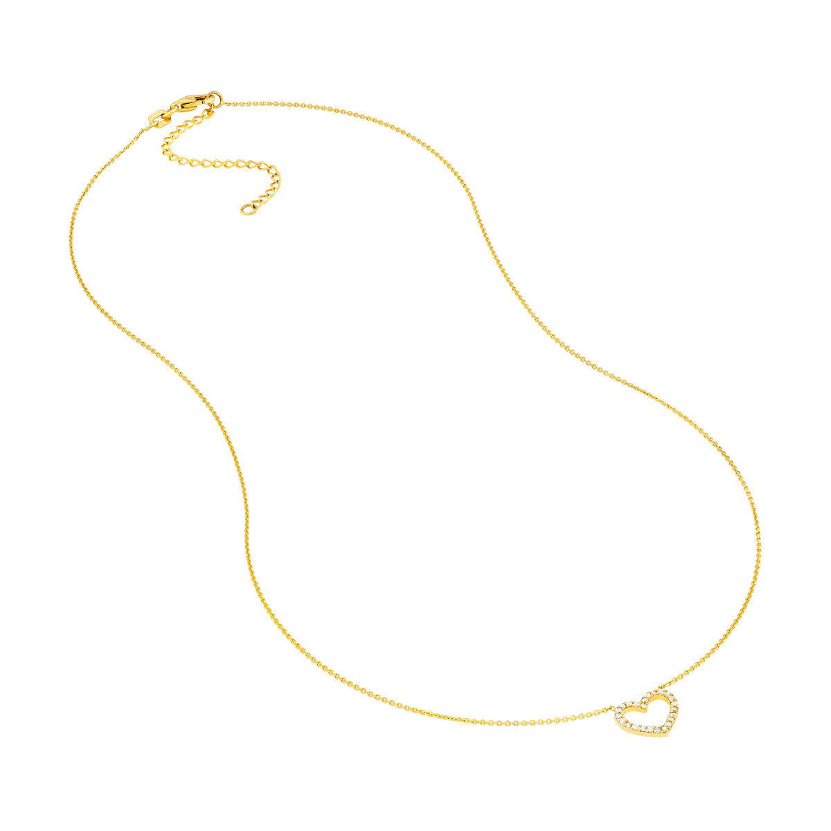 Diamond Frame Heart Necklace 14K Yellow Gold