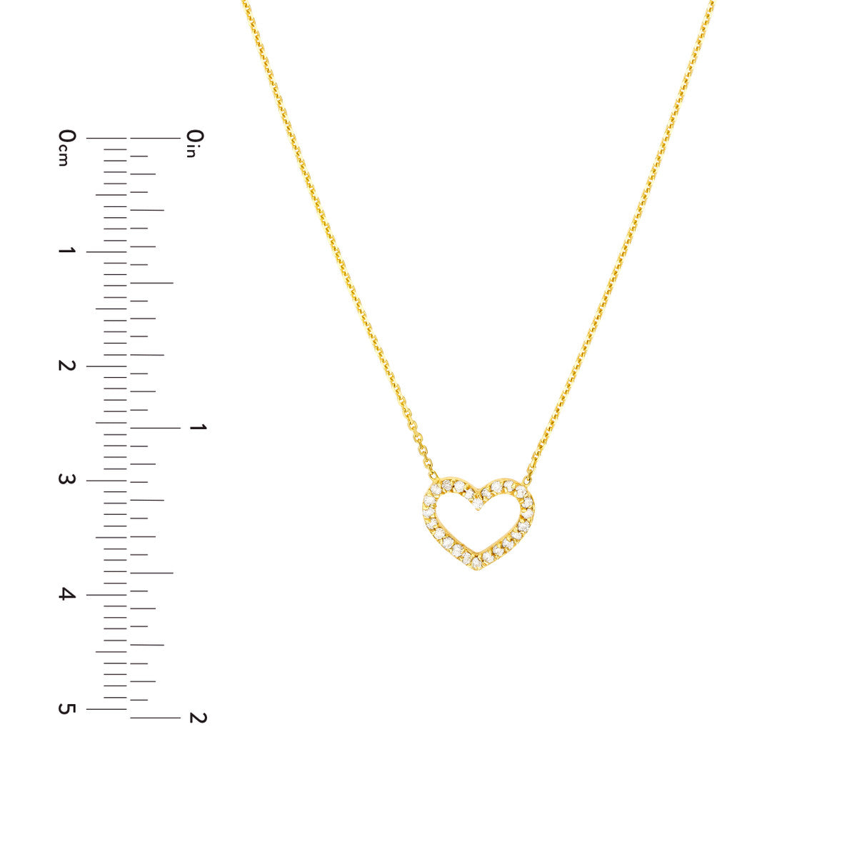 Diamond Frame Heart Necklace 14K Yellow Gold