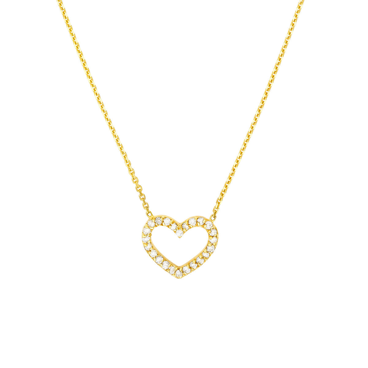Diamond Frame Heart Necklace 14K Yellow Gold