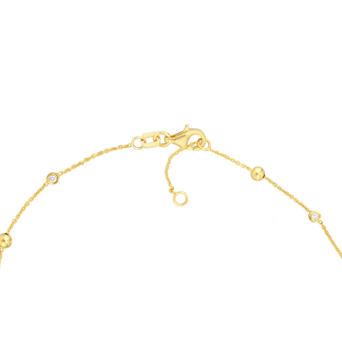 Alternating Bezel Diamond & Bead Bracelet 14K Gold