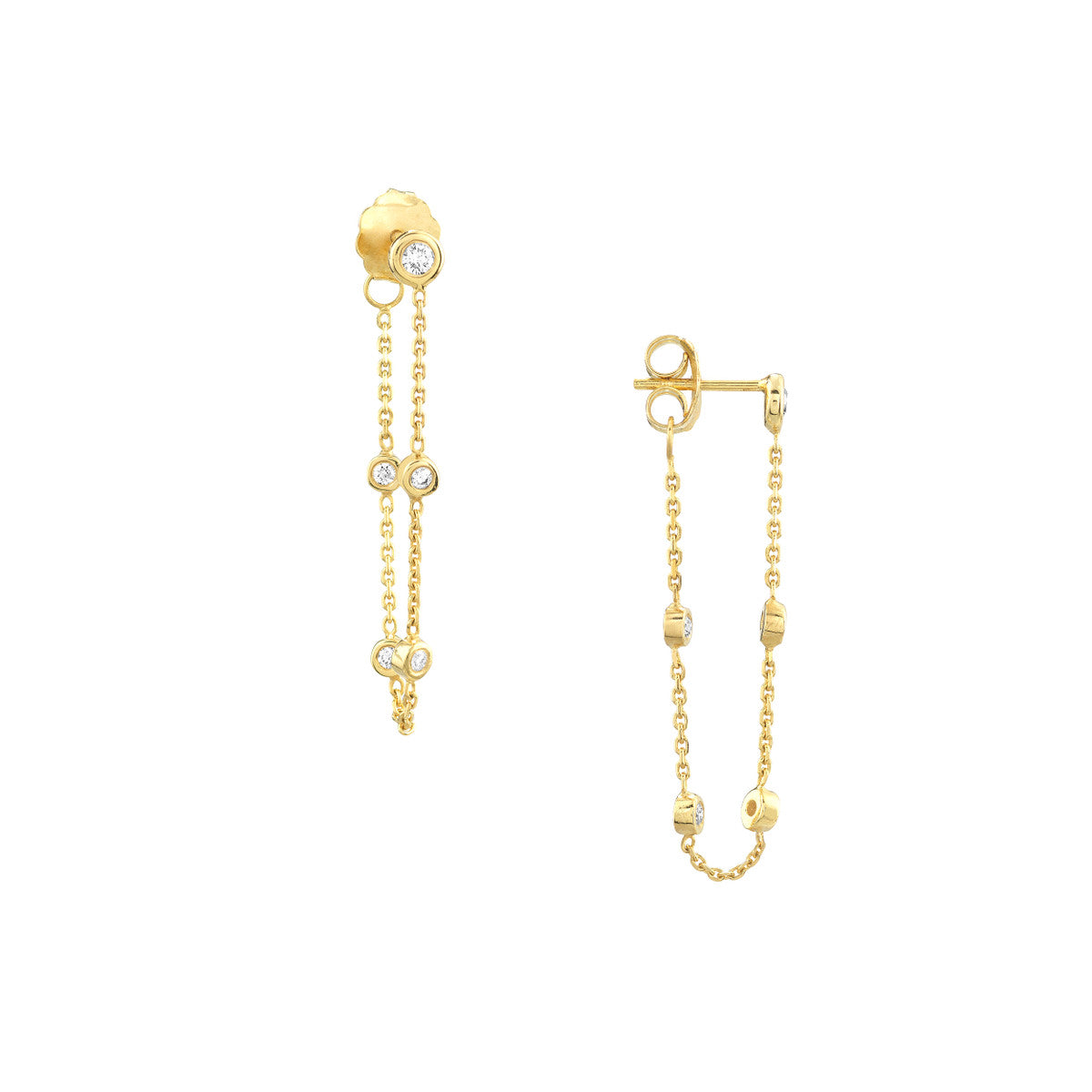 Diamond Dangling Earrings 14K Yellow Gold