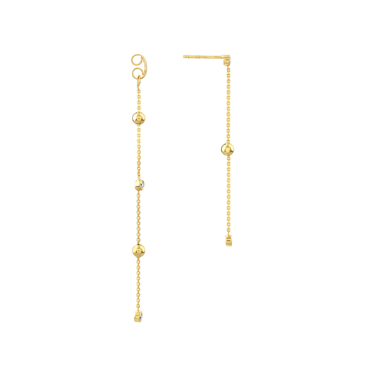 Double Strand Diamond Drop Earrings 14K Yellow Gold