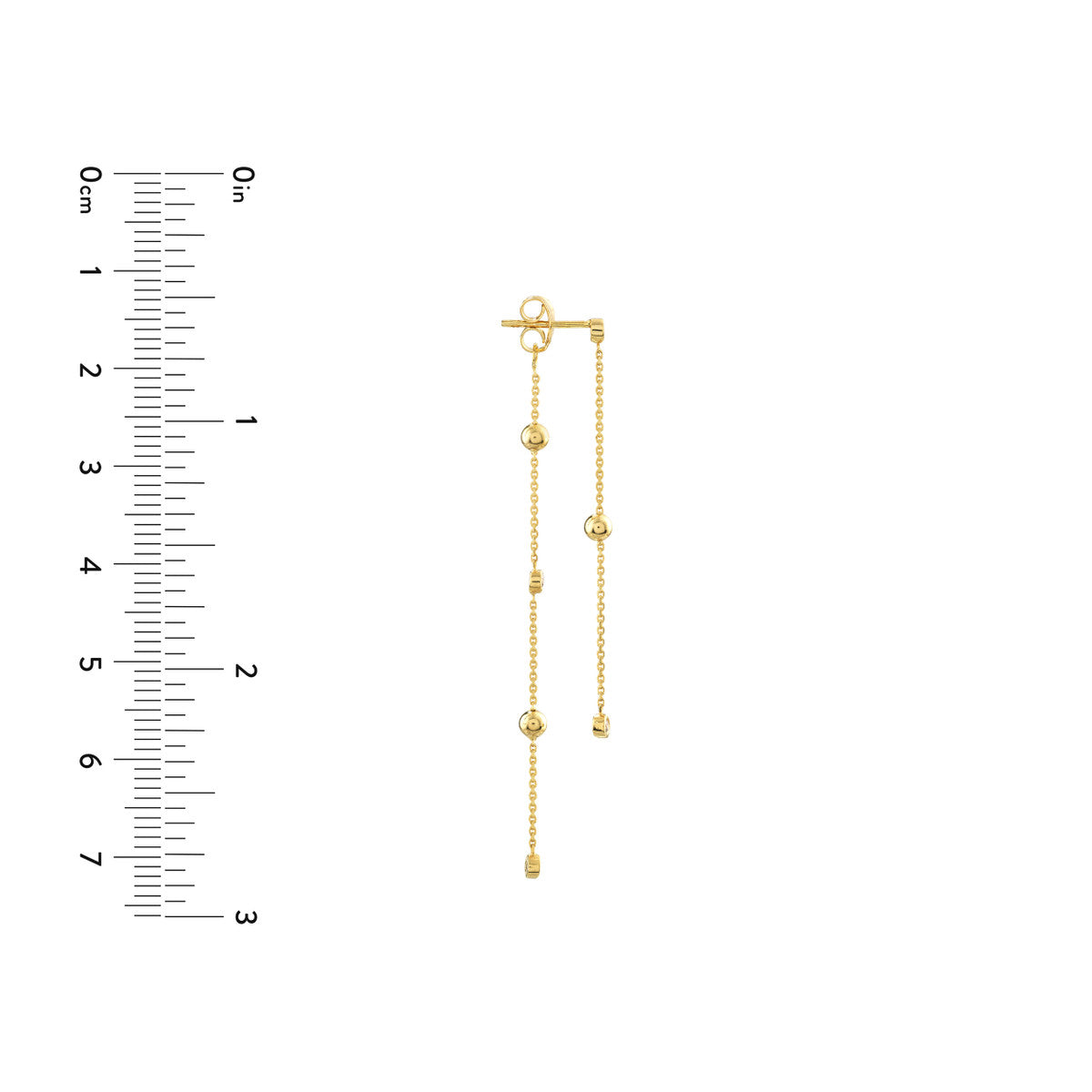 Double Strand Diamond Drop Earrings 14K Yellow Gold