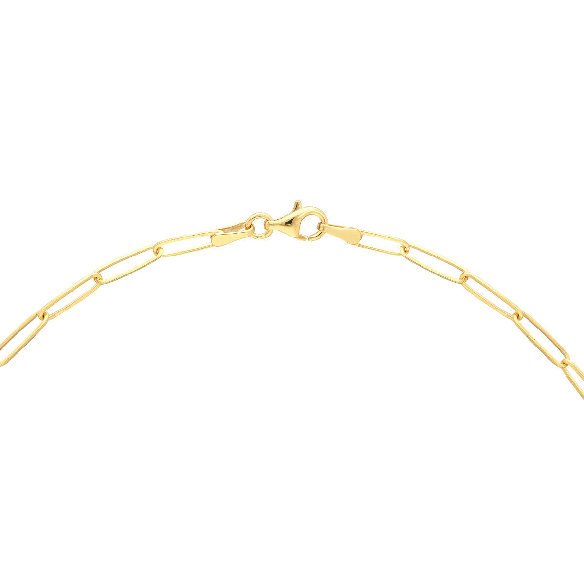 Bezel Diamond Ring Paper Clip Necklace 14K Yellow Gold