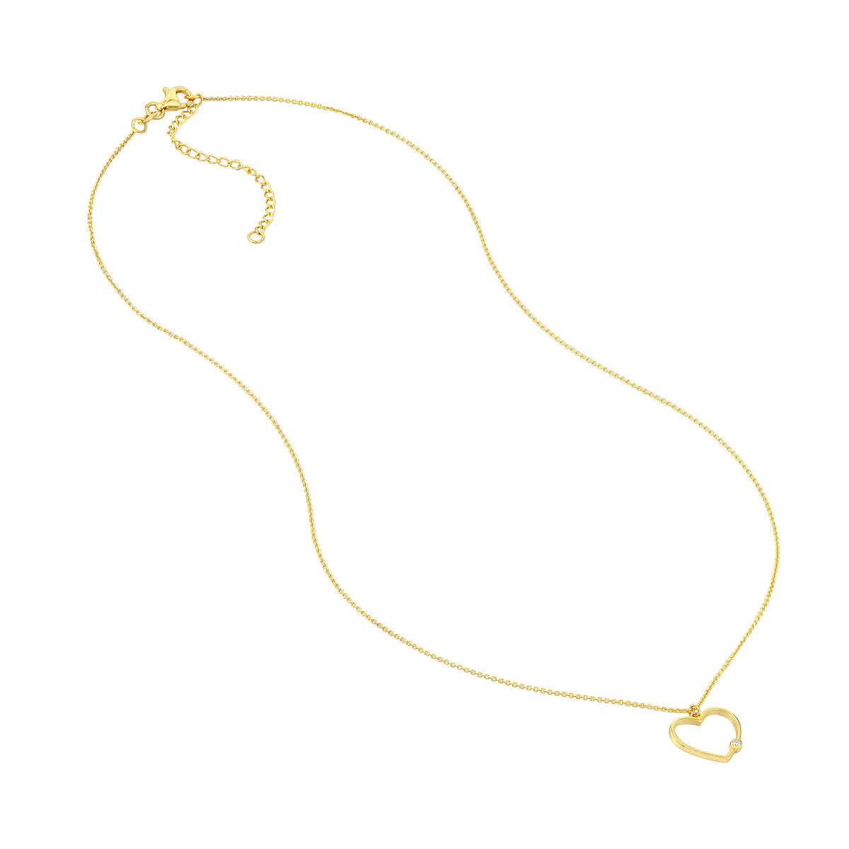 Open Heart Diamond Bezel Necklace 14K Yellow Gold