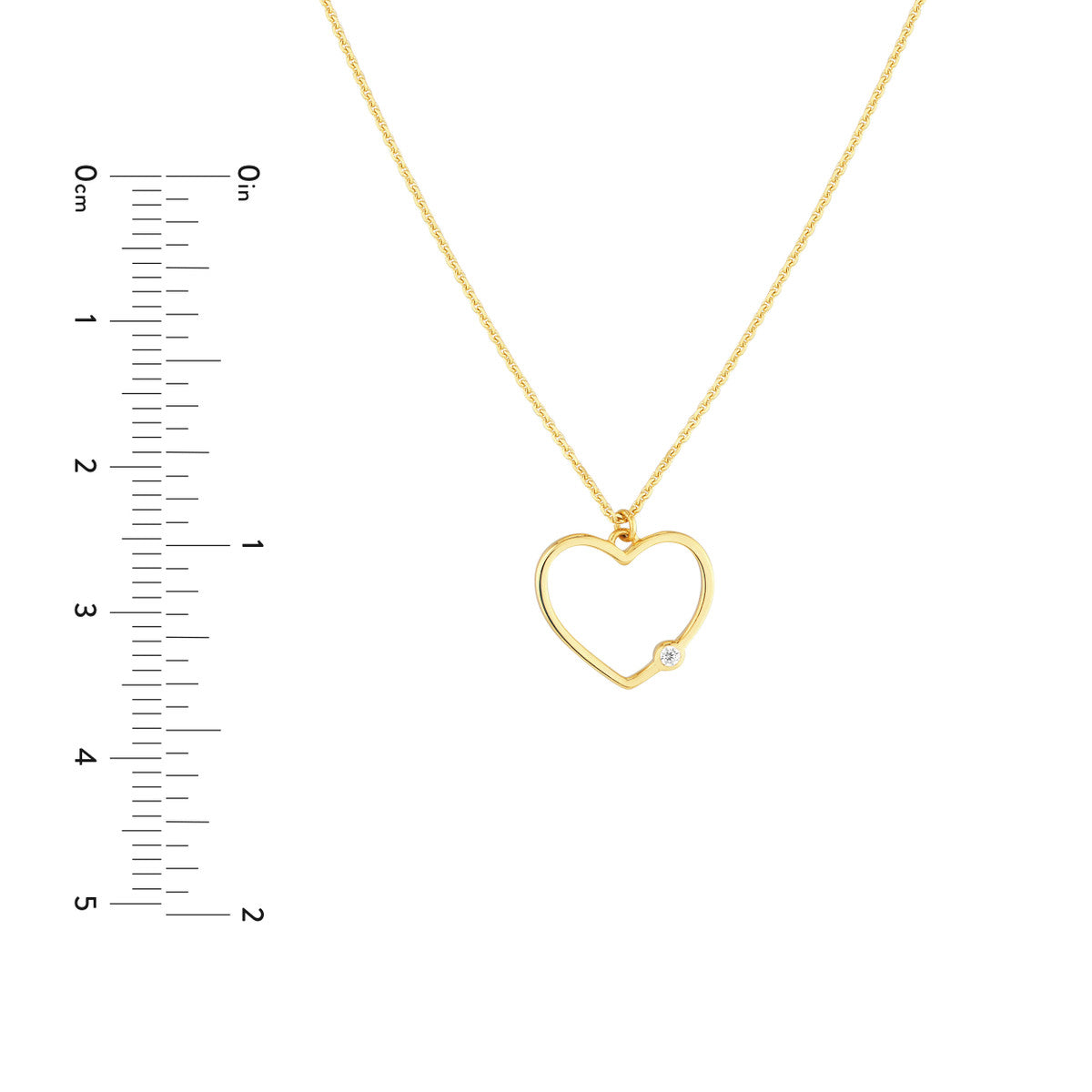 Open Heart Diamond Bezel Necklace 14K Yellow Gold