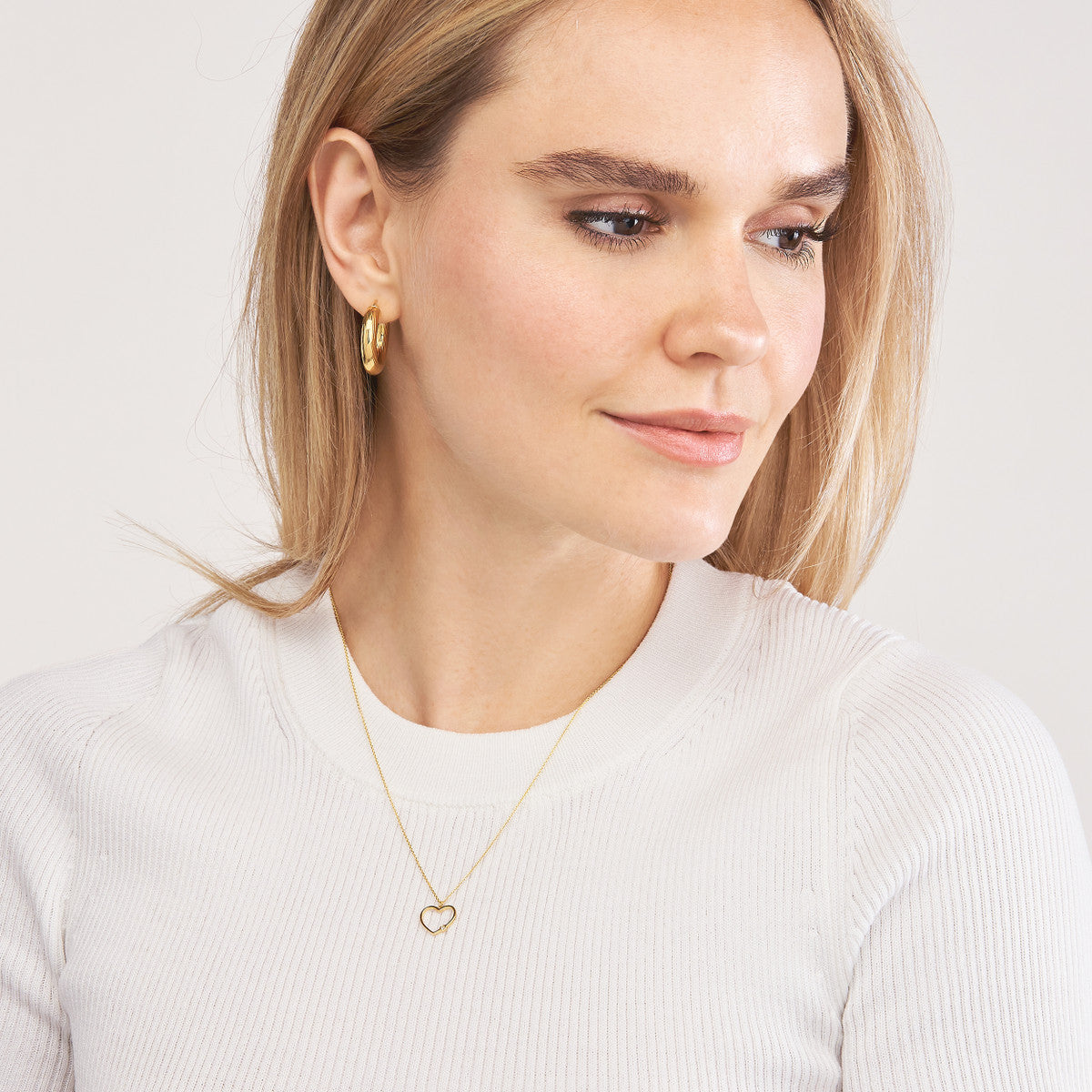 Open Heart Diamond Bezel Necklace 14K Yellow Gold