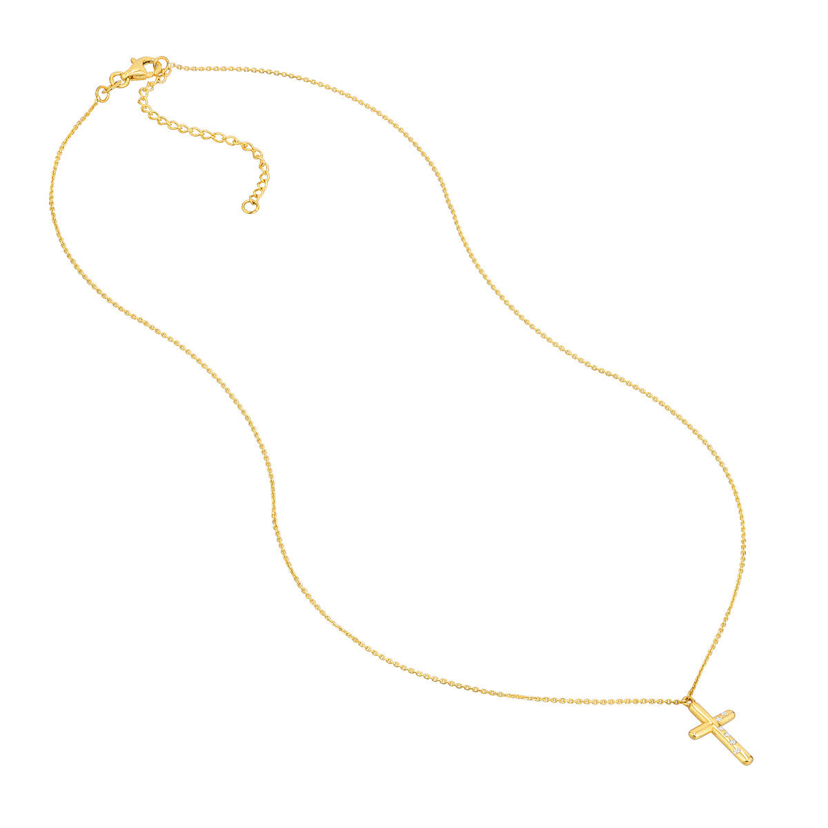 Diamond Scattered Cross Necklace 14K Yellow Gold