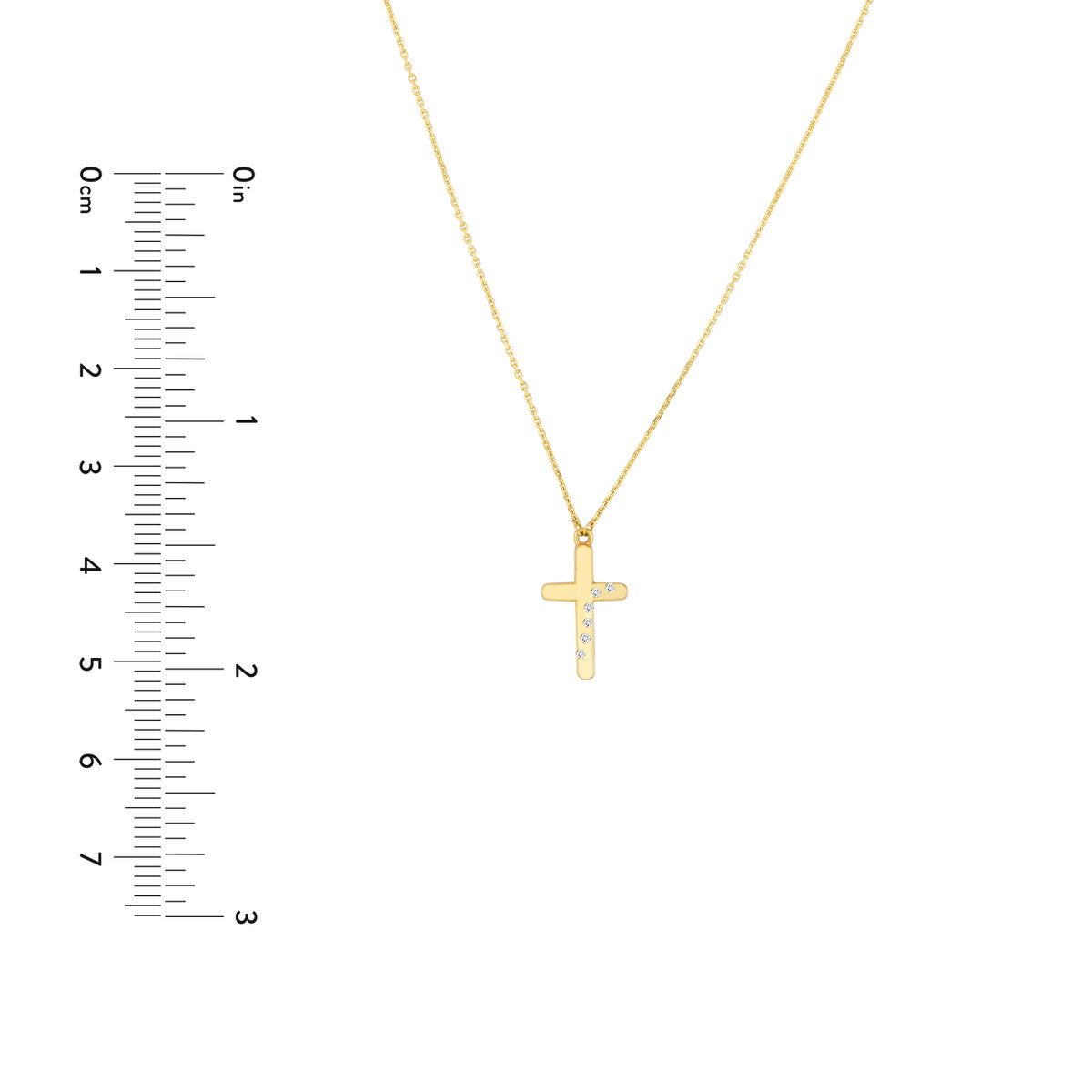 Diamond Scattered Cross Necklace 14K Yellow Gold
