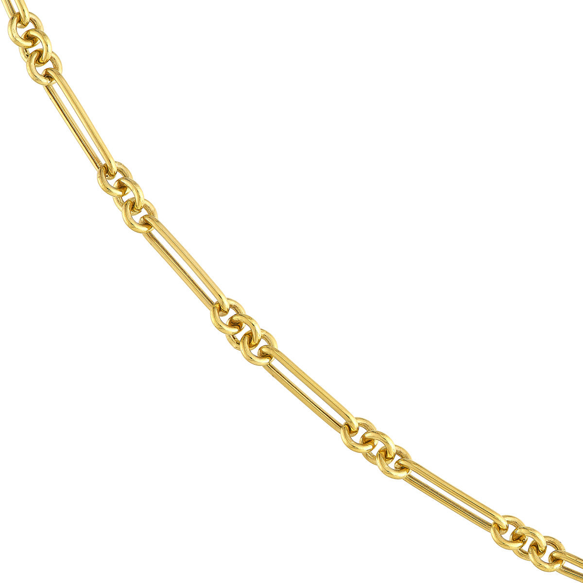 3+1 Hollow Fancy Rounded Paper Clip Chain with Pear Lock 14K Yellow Gold