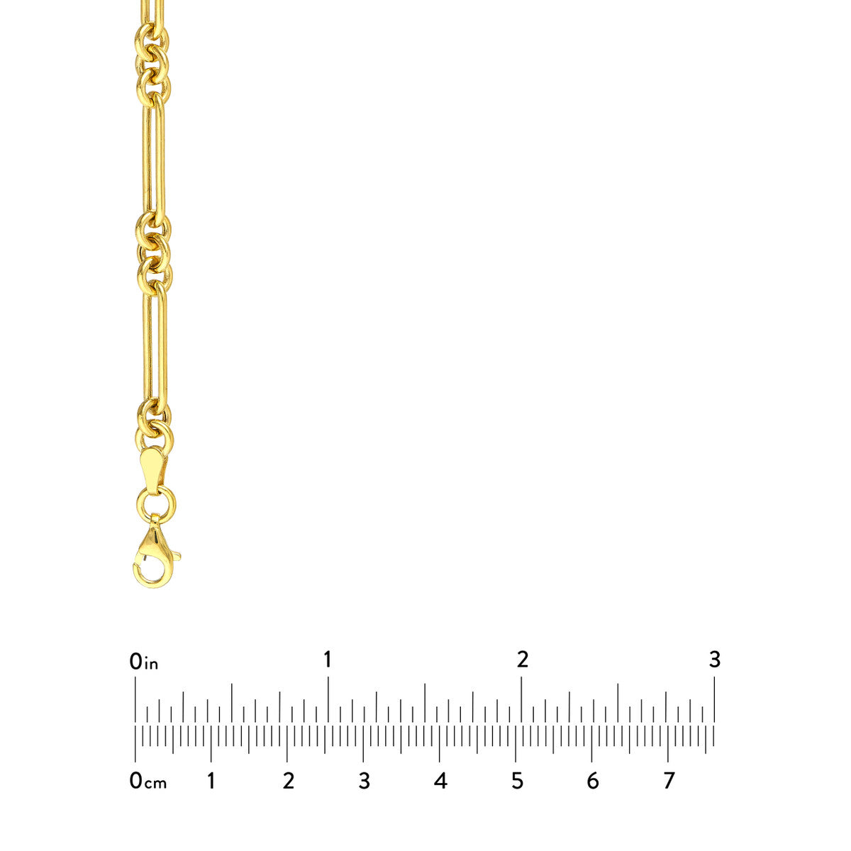 3+1 Hollow Fancy Rounded Paper Clip Chain with Pear Lock 14K Yellow Gold
