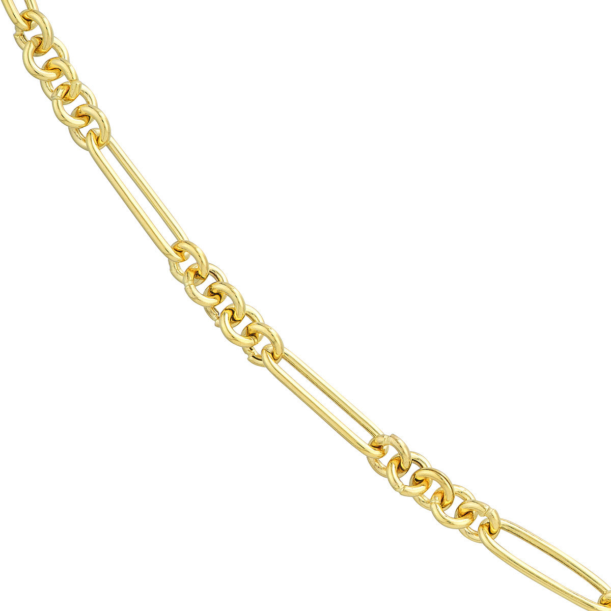 5+1 Round Paper Clip Chain with Pear Lock 14K Yellow Gold