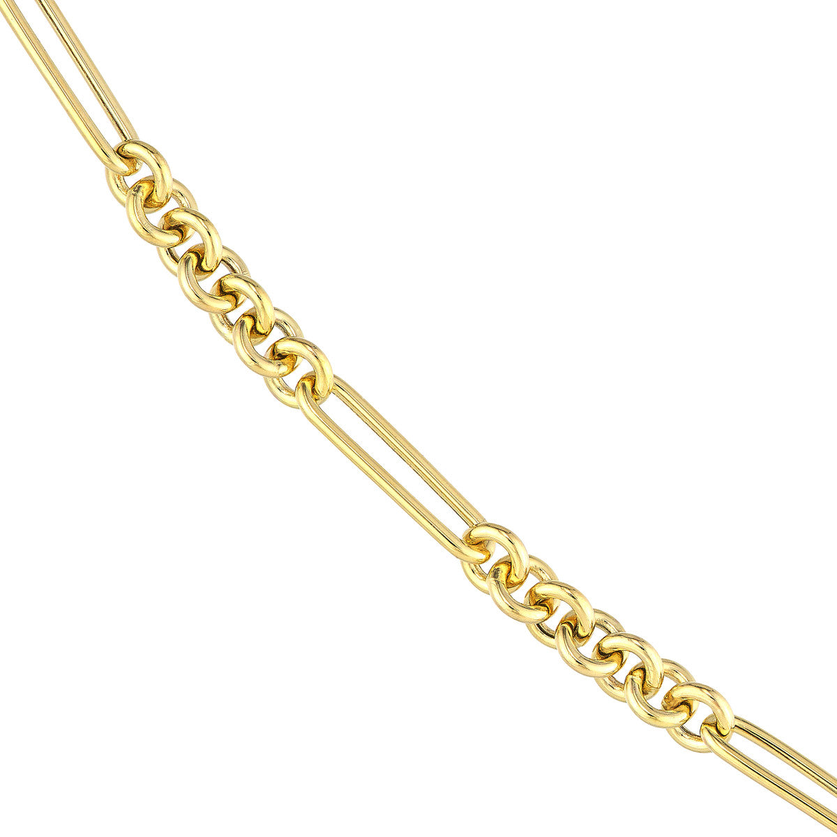 7+1 Round Paper Clip Chain with Pear Lock 14K Yellow Gold