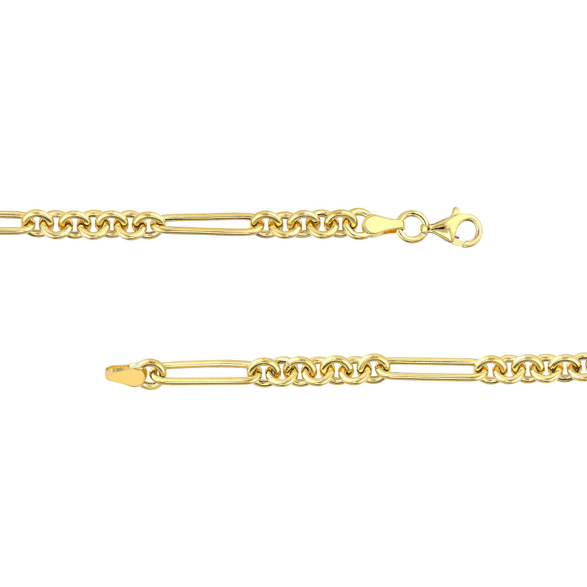 7+1 Round Paper Clip Chain with Pear Lock 14K Yellow Gold