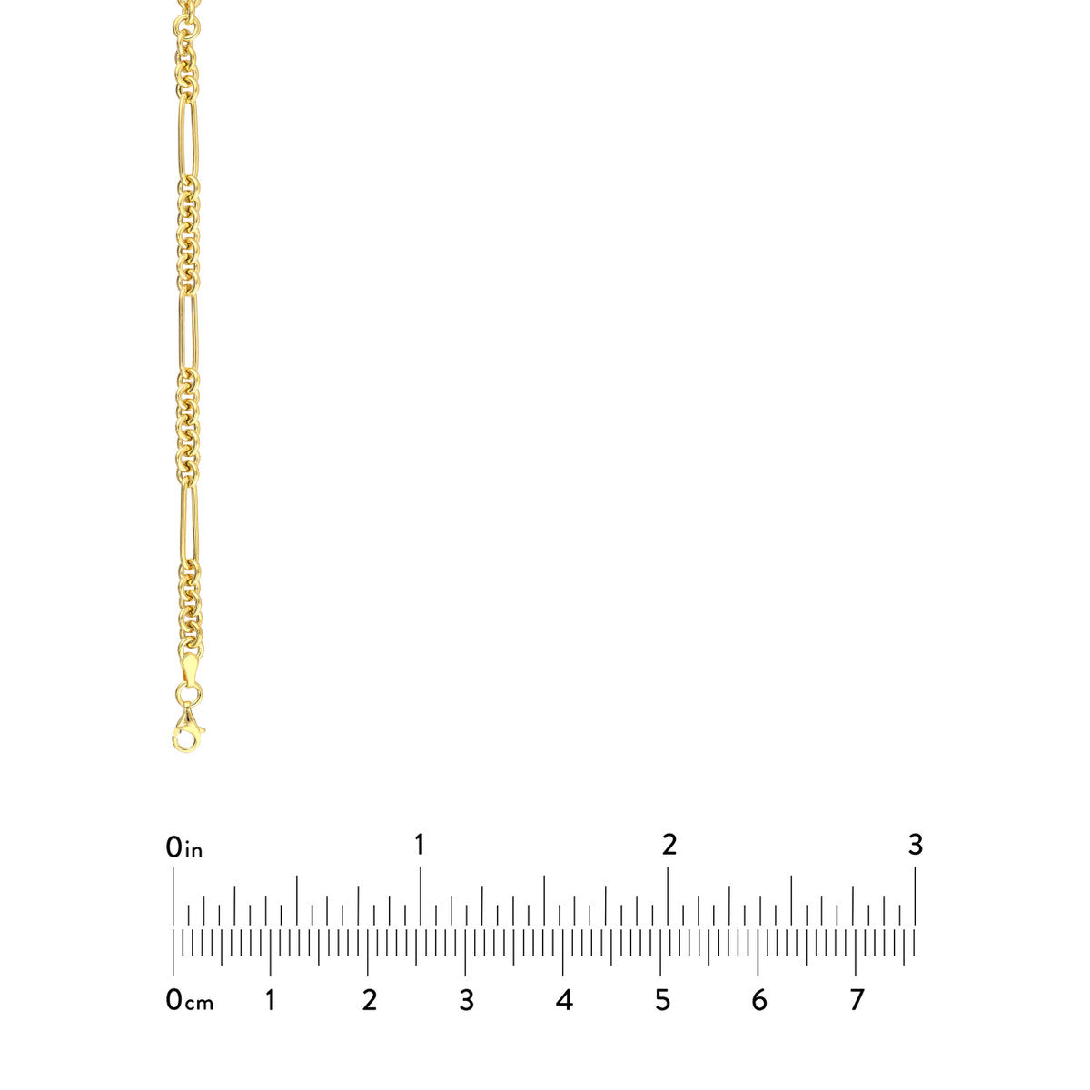 7+1 Round Paper Clip Chain with Pear Lock 14K Yellow Gold