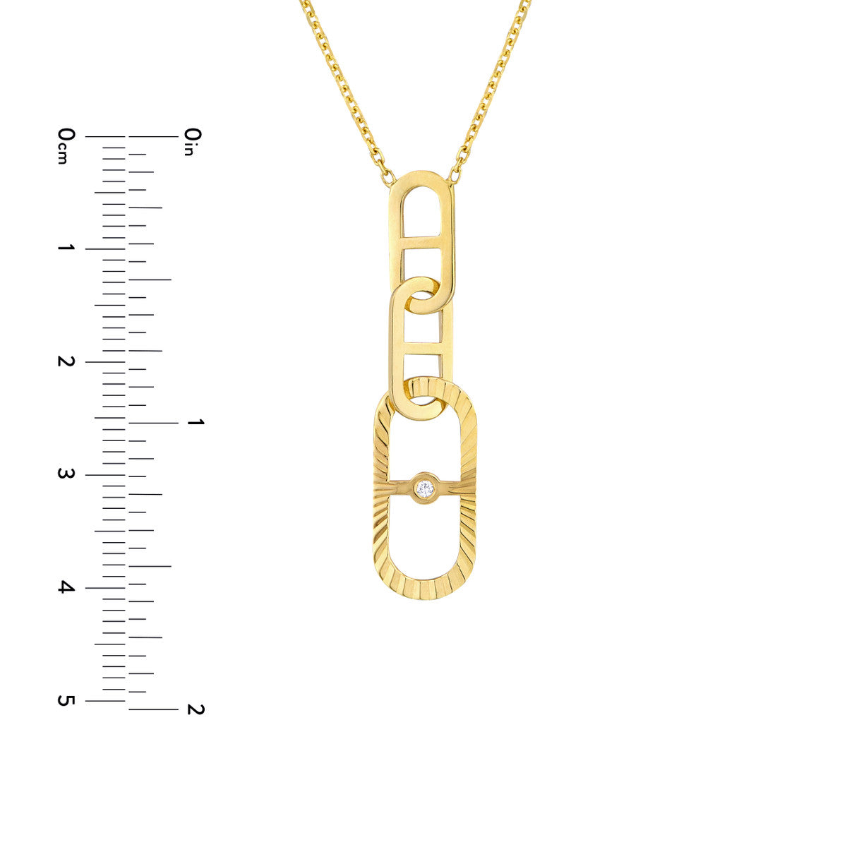 Interlocking Diamond Radiant Link Necklace 14K Yellow Gold