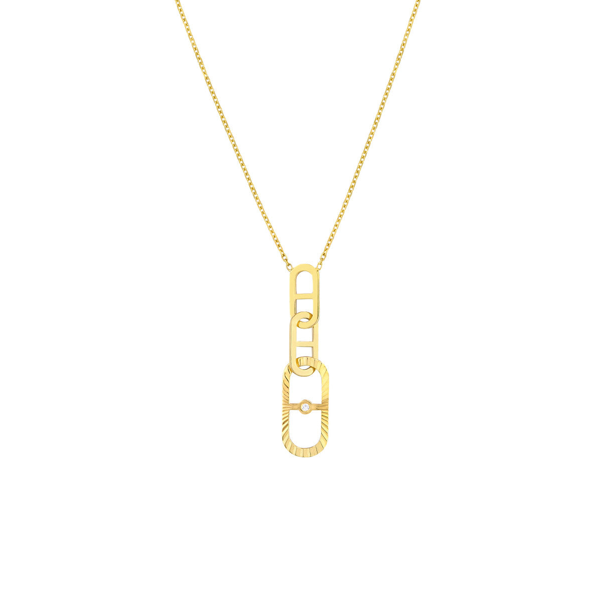 Interlocking Diamond Radiant Link Necklace 14K Yellow Gold