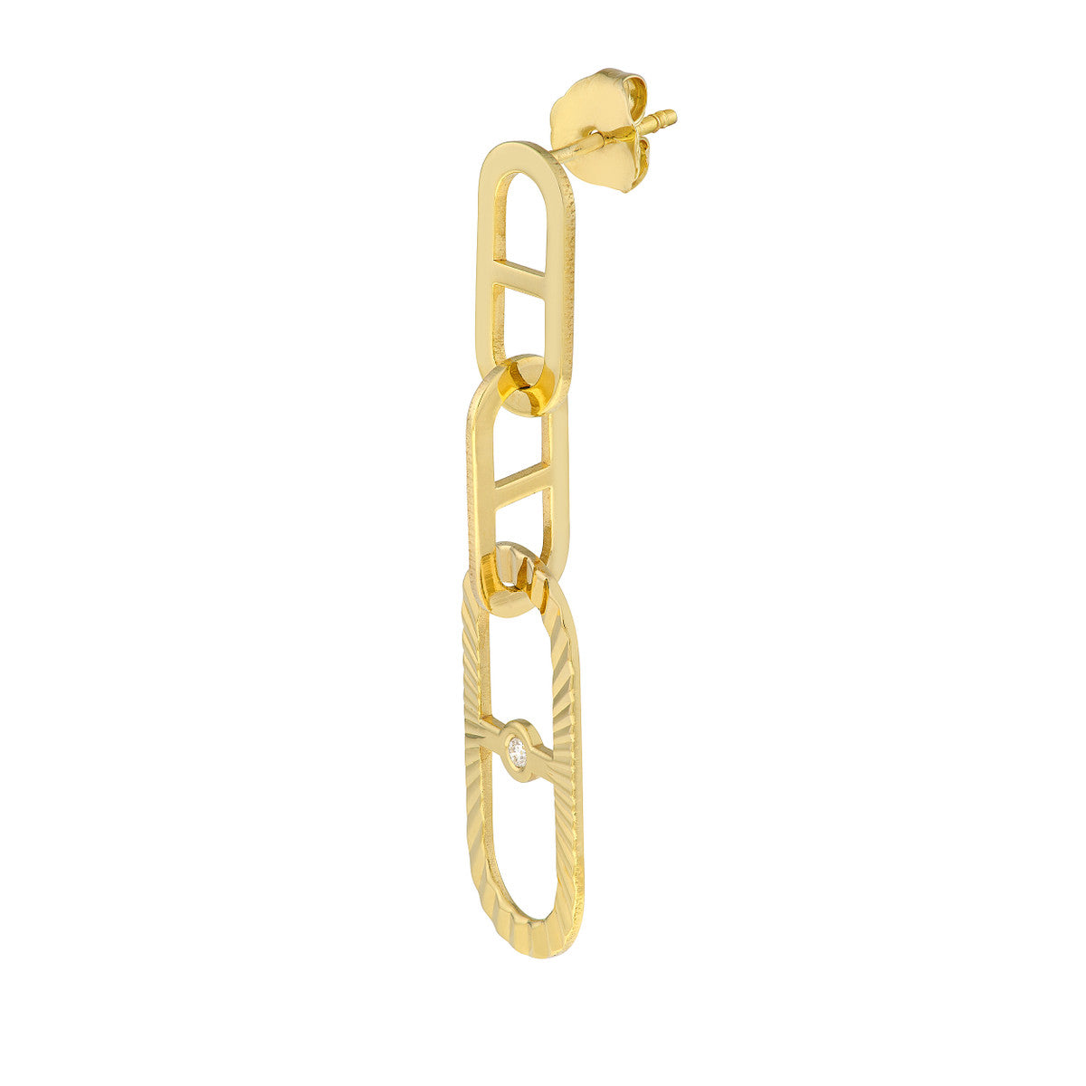 Interlocking Diamond Radiant Link Earrings 14K Yellow Gold