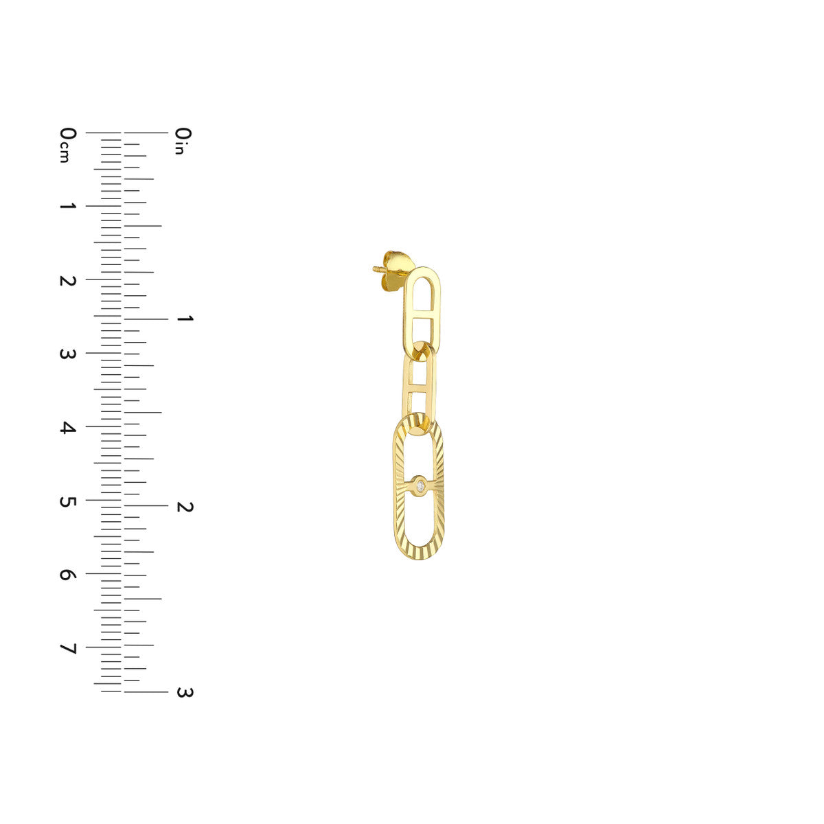 Interlocking Diamond Radiant Link Earrings 14K Yellow Gold
