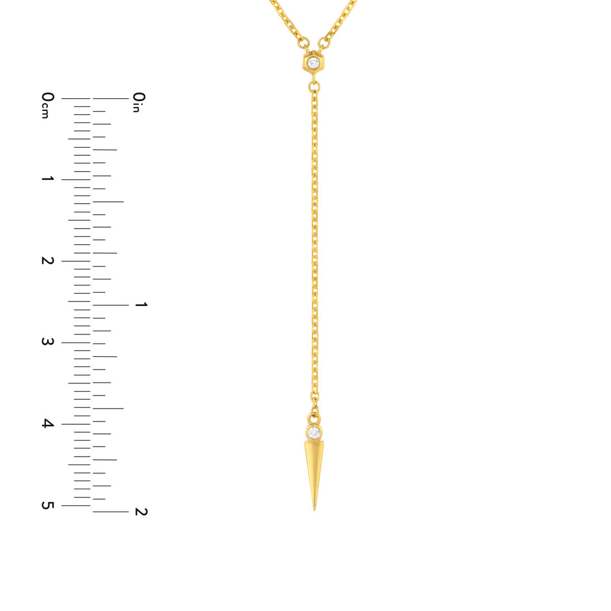 Diamond Multi Layered Lariat Spike Necklace 14K Yellow Gold